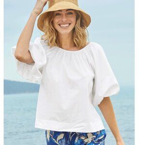 NWOT Peruvian Connection Savannah Bubble Sleeve Cotton Top Size S